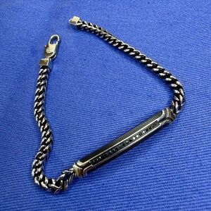 Men's ESQUIRE Stainless Steel Black Diamond ID Bar Curb Link Bracelet 8 ½"
